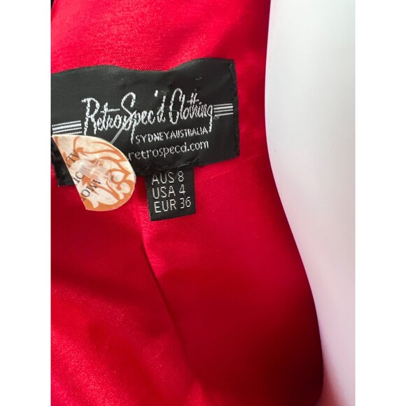 Retrospec’d Clothing Red Fit & Flare Dress V-Neck Back Pleated Skirt Size 4 - Picture 8 of 9